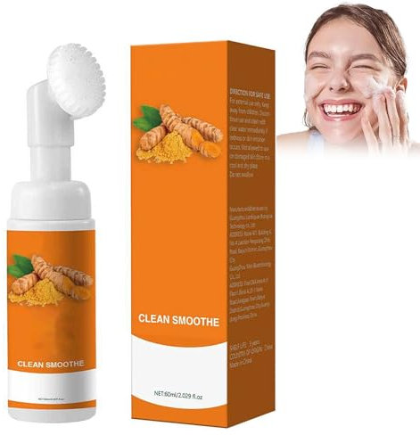 Hppsctink Limpiador facial de cúrcuma, 60 ml Espuma limpiadora de cúrcuma, Limpia en profundidad la piel del rostro, Reduce las marcas de acné, Nutre e ilumina la piel,cream