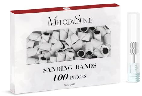 MelodySusie Sanding Bands for Nail Drill Mandrel Bits, 100Pcs 240 Extreme Fine Grit Nail File Sanding Bands for Polishing and Shaping Acrylic Nails Gel Manicures Pedicure, Zebra