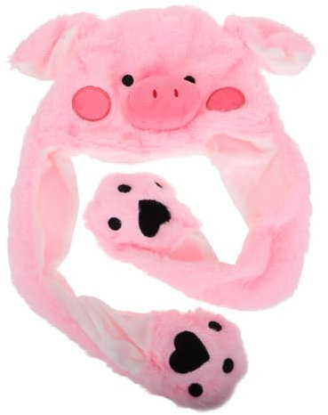 VICASKY Plüschschwein-hut Für Junge Mädchen Und Jugendliche Weicher Warmer Tierhut Mit Beweglichen Ohrklappen Lustiger Fleece-winterhut Für Kaltes Wetter Und Cosplay