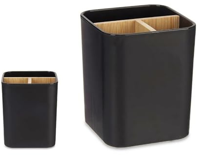 Prigomar Pot à crayons de bureau, organisateur de bureau, porte-brosse à dents, porte-brosse à dents, porte-crayons pour bureau, accessoires de salle de bain (noir, petit)