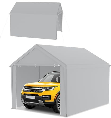 Froadp Carporttält, 3 x 4 m, förvaringstält, bettält och tältgarage, stabilt skydd med PE-presenning, UV-beständigt och vattentätt, perfekt för bil, lastbil, trädgård