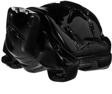 Cabilock Obsidian Schildkröte Statue Dekorative Figur aus Echtem Obsidian und Leicht für Schreibtisch und Heimdekoration Glücksbringer und Geschenkidee