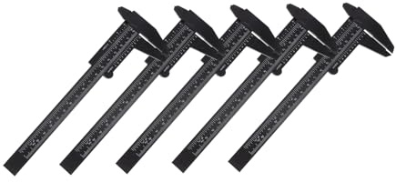 SHINEOFI Calibrador Vernier Deslizante de Doble Escala 150 Mm Plástico Negro Herramienta Medición Precisión para Joyería 5 Unidades Uso Profesional Hogar