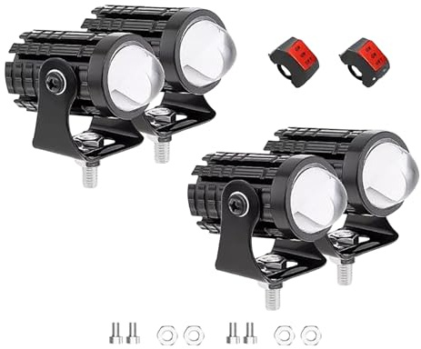 Liakyunf Luci LED per Motociclette | Fari Supplementari per Moto Bicolore | 4 Pezzi Faretti Impermeabili Per Utilizzo ATV Strada Barca Escursioni
