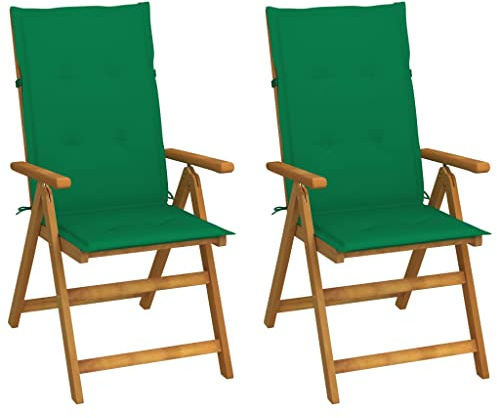 QJBSAVVA Gartenliegestuhl 2er Set mit Polster aus massivem Akazienholz Klappbar und 5-Fach verstellbar für Garten Balkon und Strand