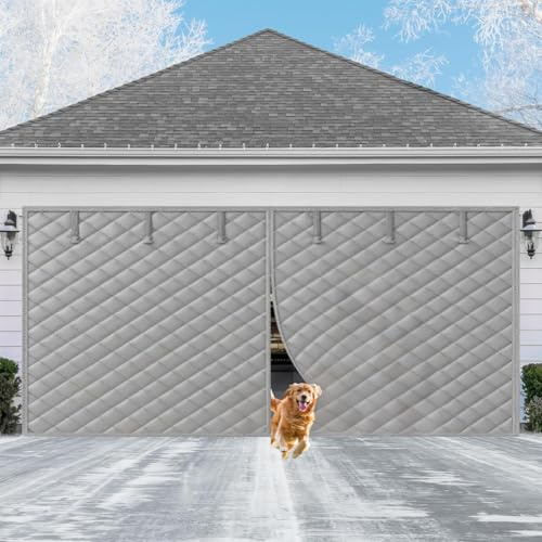 Garage Magnetische Thermische Isolierte Tür Vorhang Thermovorhang Kälteschutz Staubschutztür Lärmschutzvorhang Wärmeschutzvorhang(Grau,W320*H244 CM)
