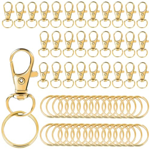 60 Pièces Porte Clef Mousqueton, Crochet Porte Clef, Attache Portes Clef