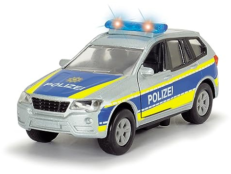 Dickie Toys 203712011 - S.O.S. Unité de sécurité, Voiture de Police ou Camion de Pompier avec Moteur de Rétraction, avec Fonction son et Lumière, 1:43, 12 cm (Modèle Assorti)