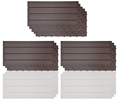 S SIENOC 11 Stück/ca. 2m² WPC Terrassenfliesen |Terrassendielen | 60x30 cm | WPC DIY Fliesen Holz Kunststoff Composite Outdoor Bodenbelag | Antikorrosion | (11 Stück / 2 m²) Dunkelbraun