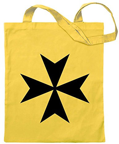Kiwistar - Baumwolltasche - gelb - Malteserkreuz - Tragetasche Stoffbeutel Umhängetasche Langer Henkel