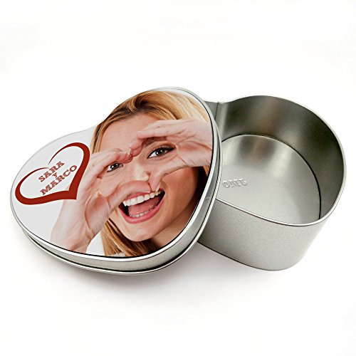 LolaPix Caja metálica corazón Personalizada con Foto. Caja Regalo de Aluminio. Estuche Personalizado. Regalo Original. Varios Modelos Disponibles. CORAZÓN
