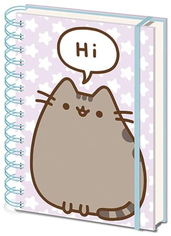 Pusheen (Pusheen Says Hi Design), DIN A5-Notizbuch, Ringbuch mit Gummiband, liniertes Tagebuch – offizielles Merchandise