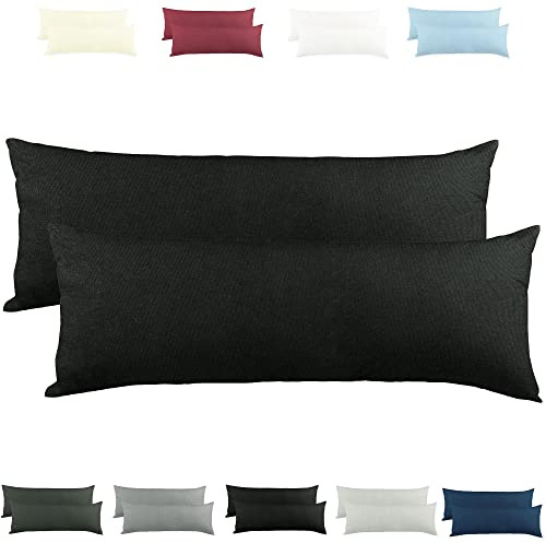 CelinaTex Active Seitenschläferkissen Bezug Doppelpack Set 40x145 schwarz Baumwolle Jersey Stillkissen Kissenhülle 5001564