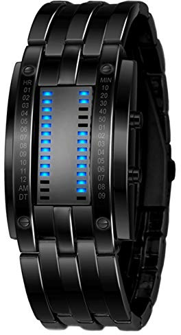 Montre de sport binaire pour homme, numérique, LED, étanche, décontracté, bracelet noir, carré, rétroéclairé, bleu, noir, sport