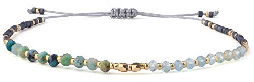 KELITCH Sommer Natürliche Kristallperlen Strang Armbänder niedliches zierliches längenverstellbares Damenarmband