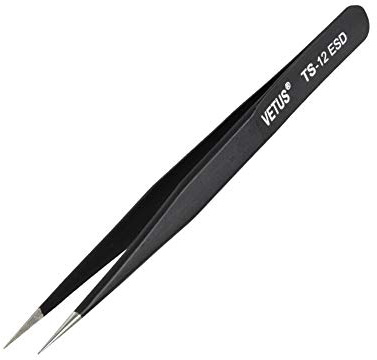 Vetus TS-12 ESD schwarze antistatische Pinzette Edelstahl Präzisionspinzette für Handy Motherboard Reparatur Werkzeuge