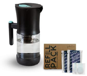 Phox V2 Water Filter | 2.2L Glass Water Filter Jug and Cartridge | 3 Month Supply (Clean pack)