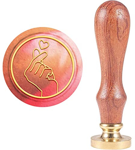 craspire Geste Für Herz Wachs-Siegel-Stempel, Handversiegelnde Wachsstempel Retro Holzstempel Wachssiegel 25 mm Abnehmbar Messingdichtung Holzgriff Für Umschläge Einladungen Hochzeit Verschönerung