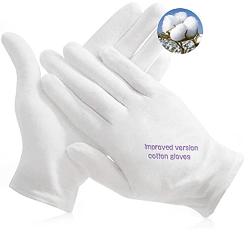 YITIAOYU 24 Pairs Soft White Cotton Gloves for Moisturizing Eczema Sleep Treatment, and Archival Inspection Handling of Coins, Jewelry, Silver, and Costume Artifacts
