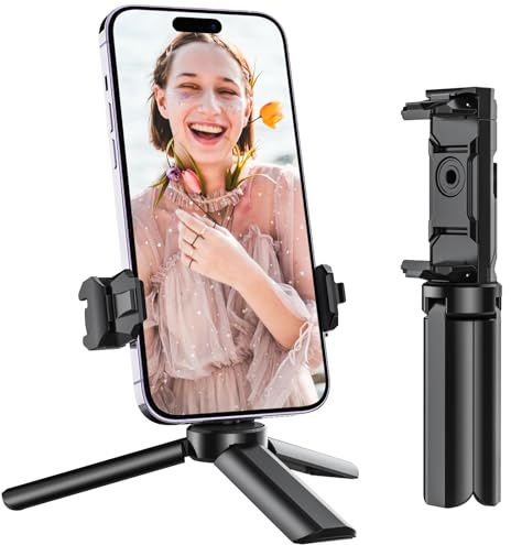 Anozer Mini Tripod with Universal Phone Holder & Cold Shoe, Lightweight Phone Stand & Camera Tripod, Compatible with iPhone 14 Pro Max/14 Pro, GoPro, Webcam, Mini Projector