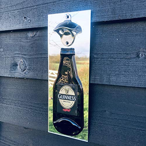 Guinness Décapsuleur mural avec support en acrylique miroir Fabriqué au Royaume-Uni
