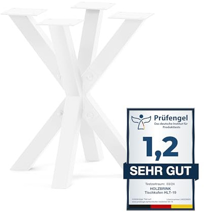 HOLZBRINK Base de Mesa Spider | Base de Metal Blanco para Centro, Comedor, Escritorio y Conferencias | 1 Pata 40x40 cm | Altura 43 cm
