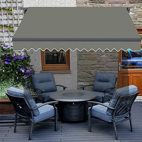 Green Bay Retractable 2m x 1.5m Awning DIY Patio Awning Garden Canopy Outdoor Sun Shade Shelter with Fittings and Crank Handle - Grey