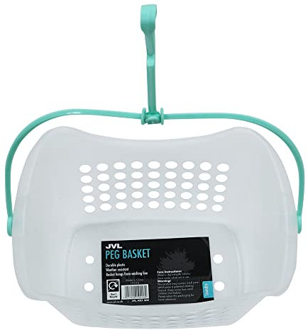 JVL Plastic Hanging Peg Basket, Clear/Aqua, One Size, 19-216