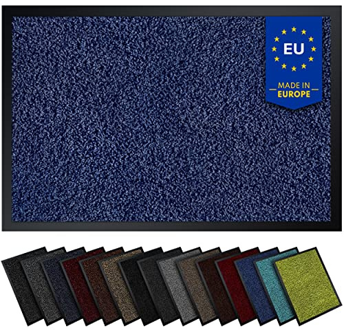 Gentle North Hochwertige Fußmatte blau 60x90 groß für Innen & Außen - Schmutzfangmatte rutschfest, waschbar & wetterfest - Fussmatte für Eingangsbereich & Aussenbereich - Läufer Flur dünn