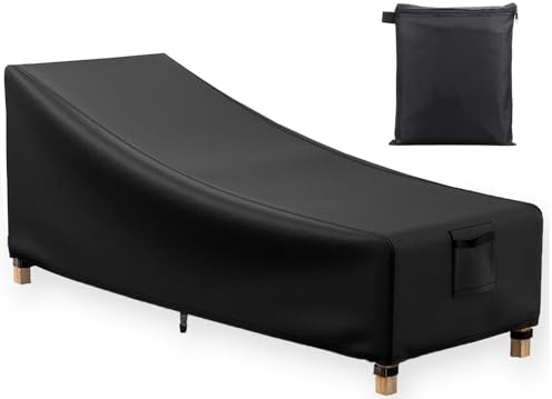 Aipwerer Gartenliege für Abdeckung, 600D Oxford Gartenliege Schutzhülle mit Belüftungsöffnungen, Wasserdicht, Winddicht, UV-Beständiges, für Deckchair, Liegestuhl (210x80x45/75cm Schwarz)