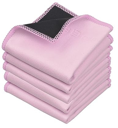 ECO-FUSED Microfiber Cleaning Cloths Double-Sided - 5 Pack - 6.6 x 6.2 inch - Microfiber and Suede Cloth for Smartphones, LCD TV, Tablets, Laptop Screens, Camera Lenses