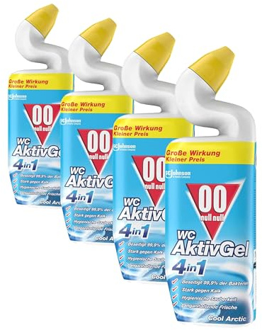 00 null null WC AktivGel 4in1 Flüssiger WC-Reiniger, Cool Arctic, 4er Pack (1x750 ml)