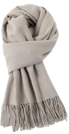 Wambere 200cm x 68cm Damen Winter Warmer Schal mit Quasten,Fransenschal Pashmina Scarves Fransentücher Damentuch Stola Halstuch für Tägliches Tragen Outdoor Aktivitäten Radfahren Spaziergang,Grau