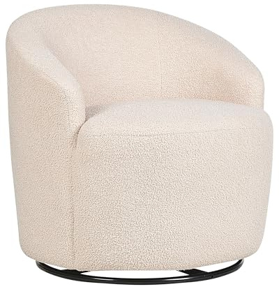 Beliani Drehsessel Bouclé beige 360° drehbar geschwungene Rückenlehne Retro Design Davik