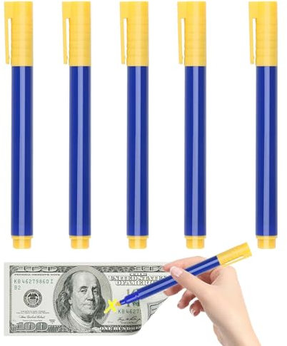 Wpsagek 5 Stück Falschgeld Detektor Stift, Geldscheinprüfer Stift, Falschgeld Checker Stifte