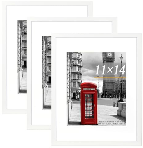 Scholar Tree Portarretratos para Fotos Blancos de 14 x 11 Pulgadas, Paquete de 3 Marcos para Montaje en Mesa y Pared, Soporte para Fotos de 8 x 10 Pulgadas