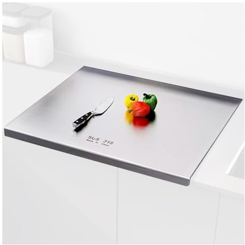 EHERDM 316 Stainless Steel Cutting Boards for Kitchen Stainless Steel Cutting Boards with Lip Kitchen Steel Chopping Boards Suitable for Meat Fruits Vegetables Bread Baking(40 x 30cm/15.7 x 11.8 in)