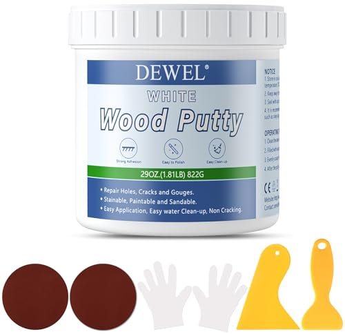 DEWEL Weißer Holzkitt, 800 g, Reparaturkitt zum Füllen von tiefen Löchern und Kratzern auf Holzmöbeln, Rissabdeckpaste zur Wiederherstellung von Brettern, Tischen, Schränken