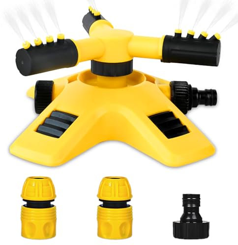 JJYHEHOT 360 Grad Kreisregner Rasensprenger, Wassersprinkler, Sprinkler Spielzeug für Kinder, 3-Arm Sprenger Rotierende Garten Sprinkler für Bewässerungsanlagen für Rasen, Pflanzen, Blumen, Gemüse