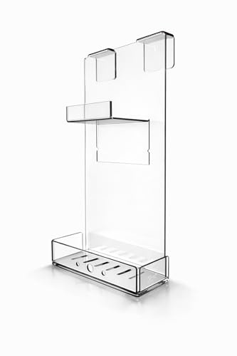 REGPLEX Porta Shampoo da Doccia in Plexiglass - Installazione Facile senza Forare, Adatto per Box Doccia da 6 fino a 40mm Vedi Varianti - Design Monoblocco, Made in Italy (Spessore Vetro 6-15mm)