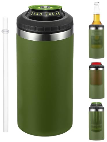 PATIKIL Slim Can Cooler, 16oz Skinny Can Insulated Beer Sleeve Drink Holder for Beer Soda Coffee Regular Cans and Bottles, Green