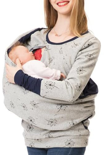 KBOPLEMQ Jersey de lactancia para mujer, de invierno, algodón, manga larga, monocolor, cuello alto, dos capas, sudadera con capucha, con bolsillos para embarazo, ropa de maternidad, camiseta de