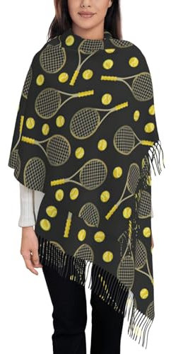 Yaxinduobao Écharpe d'hiver en forme de lama, alpaga, cactus tropical, châle léger avec pompons, écharpes douces pour homme et femme, Raquettes et balles de tennis amusantes., taille unique