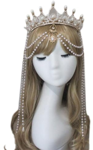 Pearl Decor Cosplay Haarreifen Stirnband Kopfschmuck Mond Kopfschmuck Paket