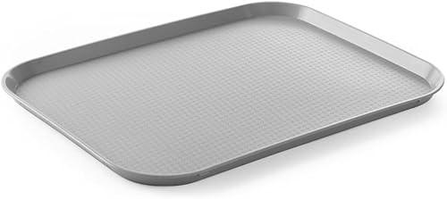 HENDI Plateau de Service, Grand, rectangulaire, Multi-Usage, résistant jusqu'à 80°C, Plateau Fast Food, pour Servir Nourriture et Boissons, Restauration Rapide, 350x450x(H) 20mm, Gris, polypropylène
