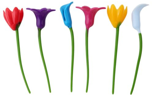 KICHOUSE 6Pcs Flower Silicone Wine Glass Charms Drink Markers for Parties Weddings Celebrations Identifiers