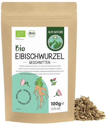 Alpi Nature Raíz de Malvavisco Orgánico Infusión 100g, Raíz de Malvavisco Cortada sin Pelar, Té Suelto