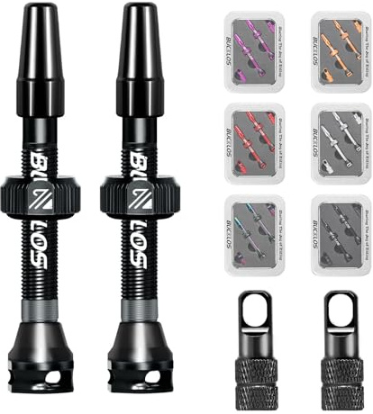 AEYINO Presta Valve Tubeless Stem 44 mm, Valve Stem Kit with Valve Core Removal Tool for Road Bike/Mountain Bike/MTB, Fit Most Bicycle Rims, Super Light Durable Aluminum Stem Black