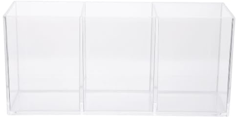 Boîte de Rangement en Acrylique à 3 Compartiments Ambiance Noël | Stylos et Pinceaux, Transparent, Pose Indépendante, Léger, Bureau Élève, Maquillage