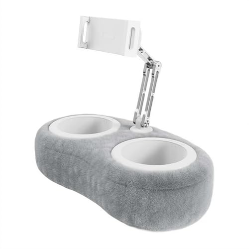 Tablet Stand Pillow with 2 Trays – 360° Adjustable Phone Holder for Bed, Compatible with 4.7-13”Phones & Tablets, Soft Plush Pillow with Detachable Snack Bowl,Gift for Reading Accessories on Bed,Sofa